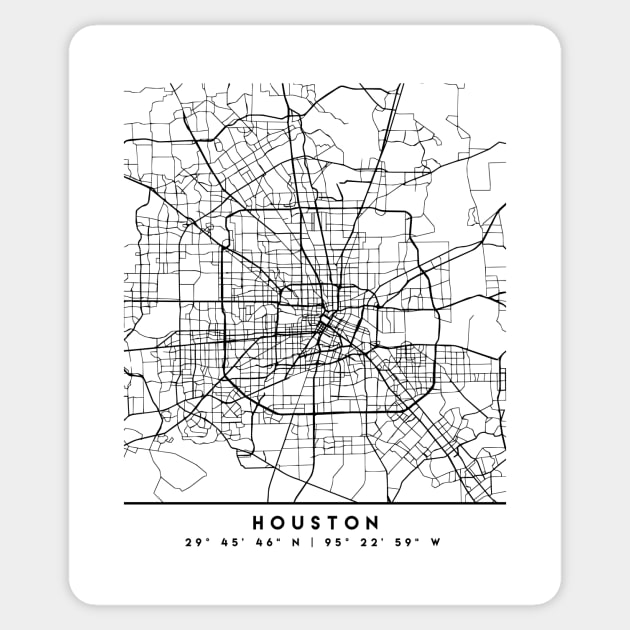 HOUSTON TEXAS BLACK CITY STREET MAP ART Sticker by deificusArt